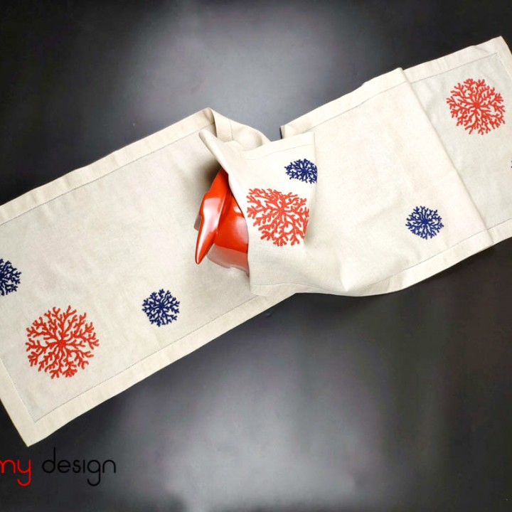 Table runner - round coral embroidery